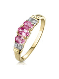 The Diamond Store 9K Yellow Gold Sapphire And 0.02ct Diamond Ring