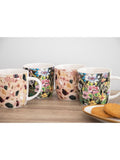 Kitchencraft Set of 4 Green Terrazzo Floral Colourful Ceramic Mugs