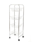 Kitchencraft Silver 4 Tier Steel Kitchen Trolley on Wheels