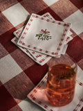 Sophie Allport Off White Mistletoe Embroidered Drink Napkins Set of 4