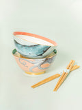 Yvonne Ellen Set of 2 Rice Bowls With Noodle Bowl CHOPSTICKS