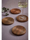 Set of 4 Natural Bronx Etched Wooden Coasters