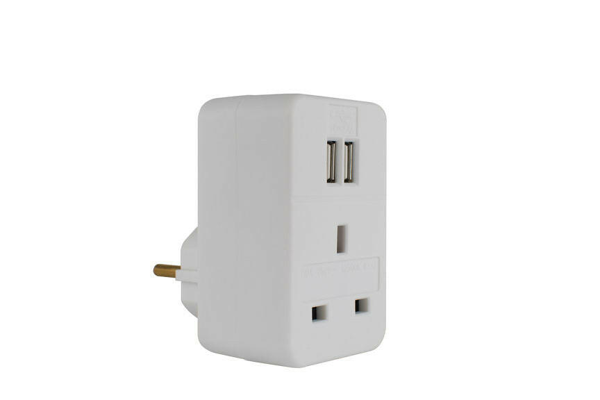 Status European Travel Adaptor with 2 x USB Ports GOODS ASDA