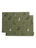 Sophie Allport Set of 2 Forest Green Festive Fabric Placemats