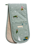 Sophie Allport Teal Blue Home for Christmas Double Oven Gloves