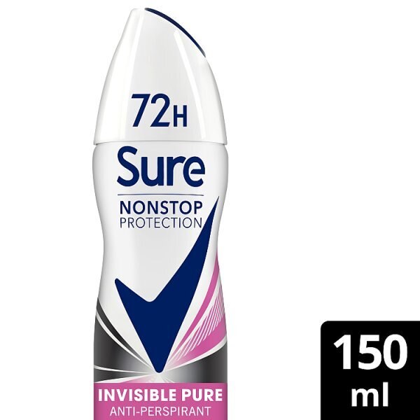 Sure Antiperspirant Deo Aerosol Nonstop Invis Pure 150ml GOODS Superdrug