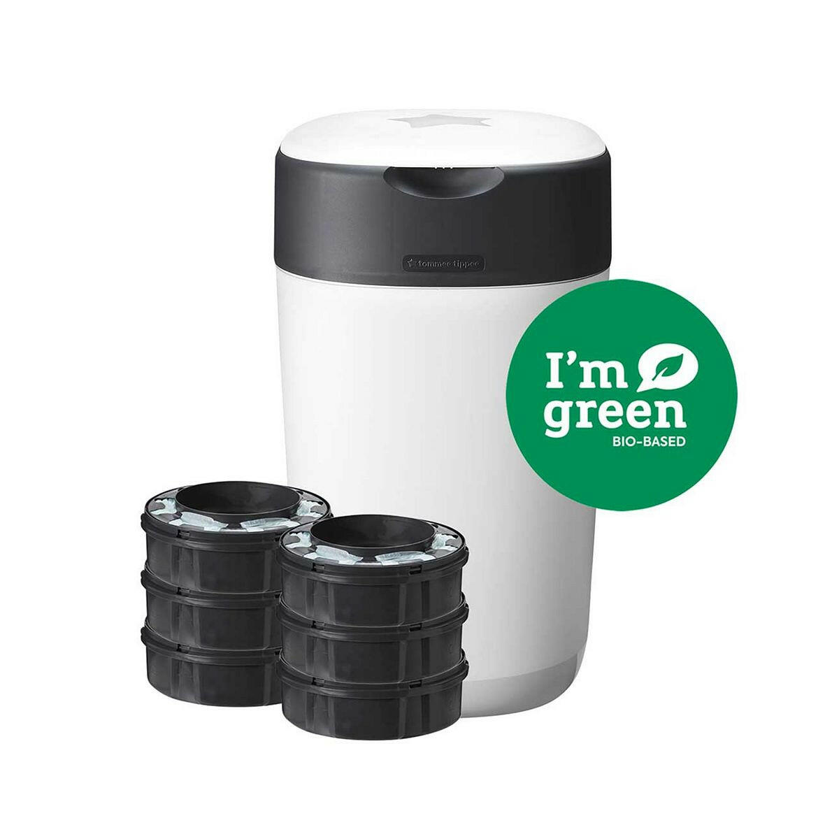 Tommee Tippee Twist and Click Advanced Nappy Bin Starter Set, Eco-Friendlier System with 6x Refill Cassettes White GOODS Boots