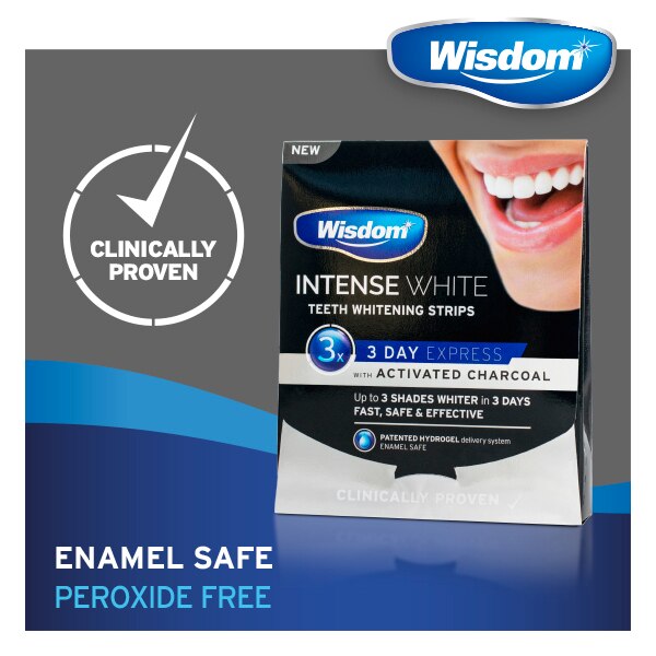 Wisdom Intense White Teeth Whitening Strips Charcoal GOODS Superdrug