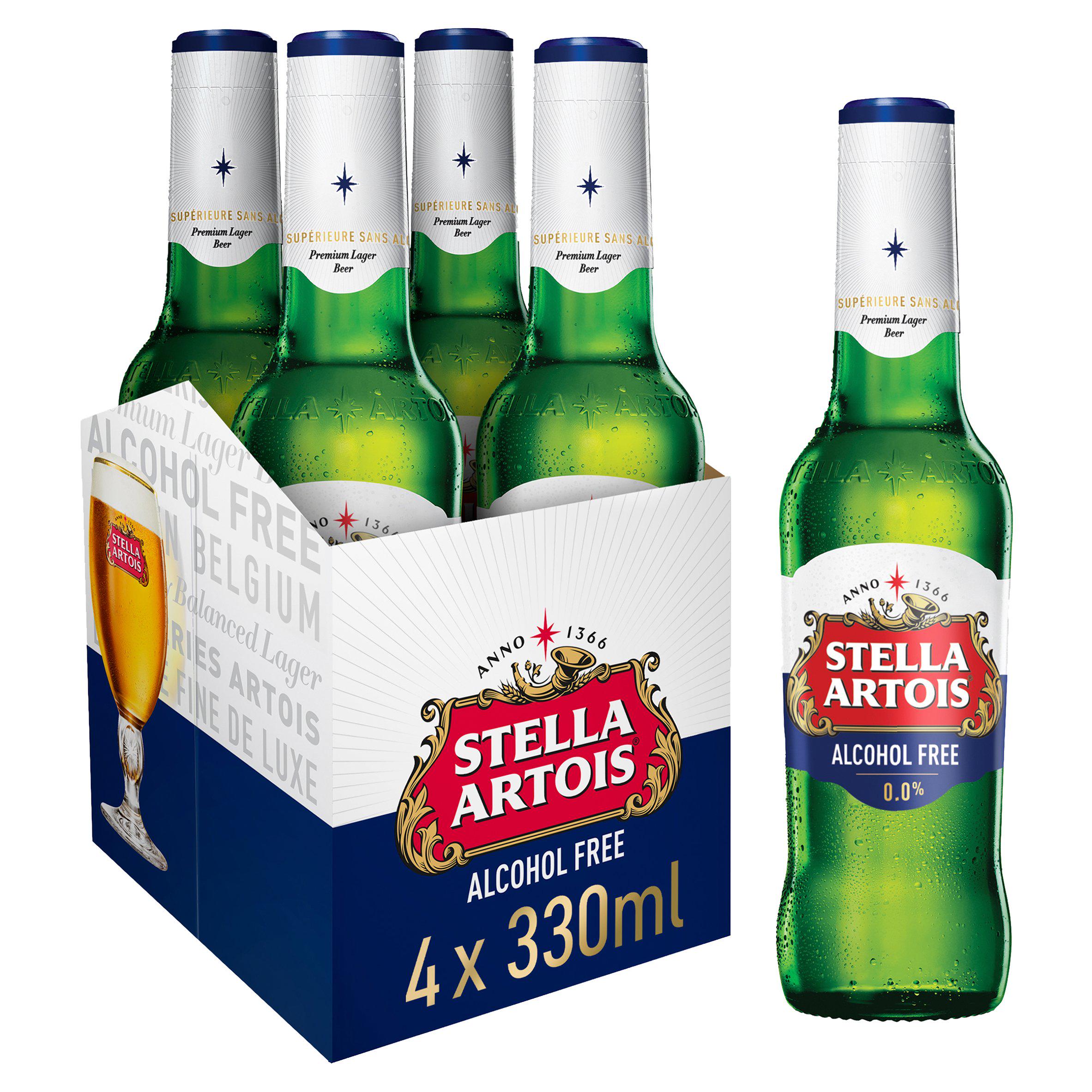 Stella Artois Premium Alcohol Free Lager Beer Bottles 4x330ml GOODS Sainsburys