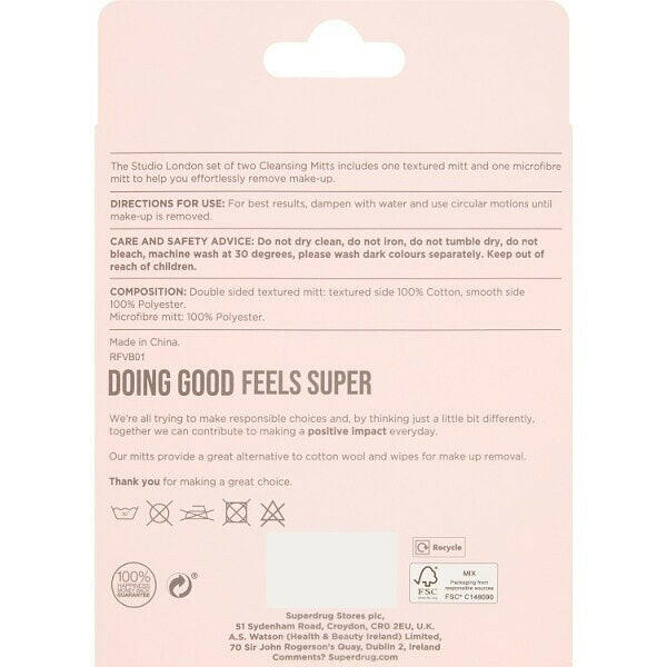 Studio London Cleansing Mitts 2pk GOODS Superdrug