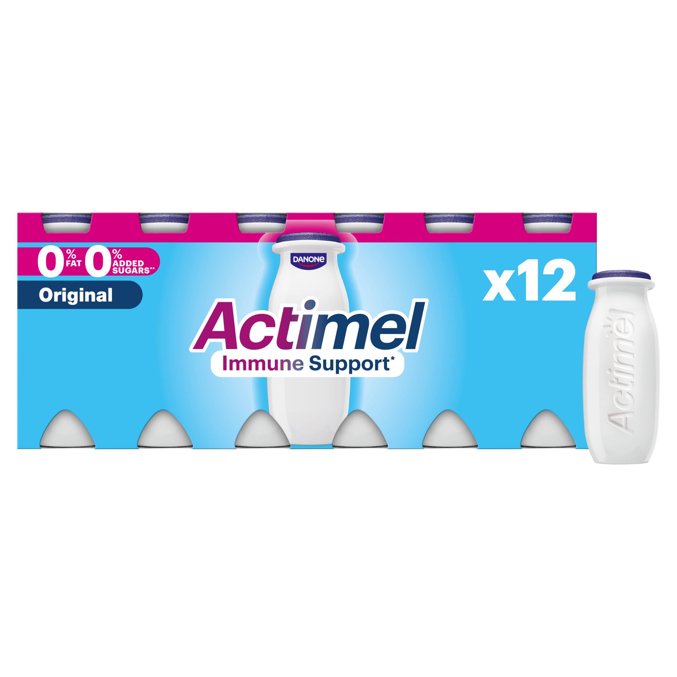 Actimel Original 0% Added Sugar Fat Free Yogurt Drink 12x100g - McGrocer