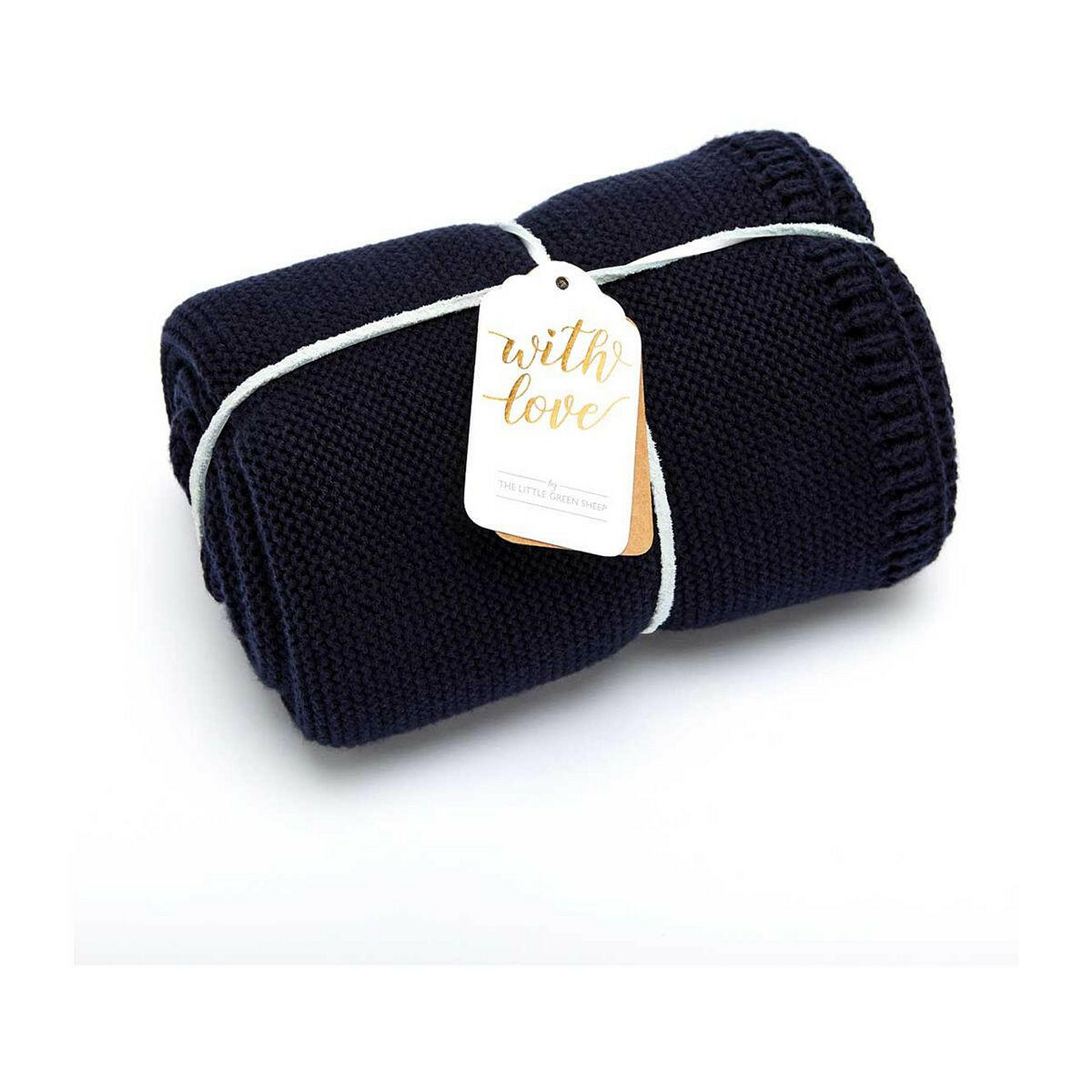 The Little Green Sheep Organic Knitted Cellular Baby Blanket - Midnight GOODS Boots