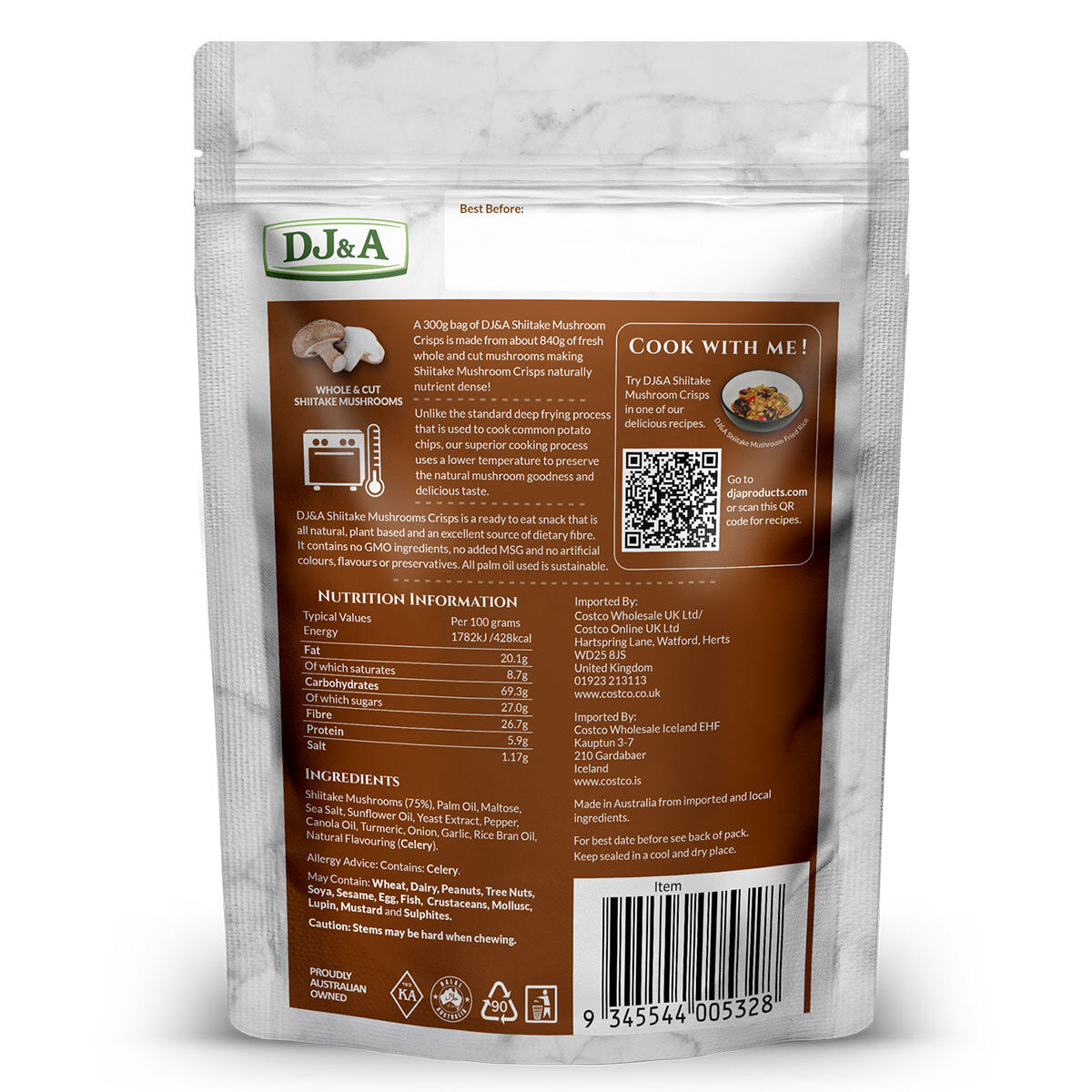 DJ&A Shiitake Mushroom Crisps, 300g - McGrocer