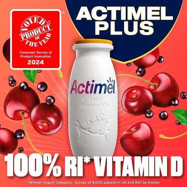 Actimel Plus 100% Vitamin D Cherry & Elderberry Immunity Yoghurt 8 x 100g - McGrocer