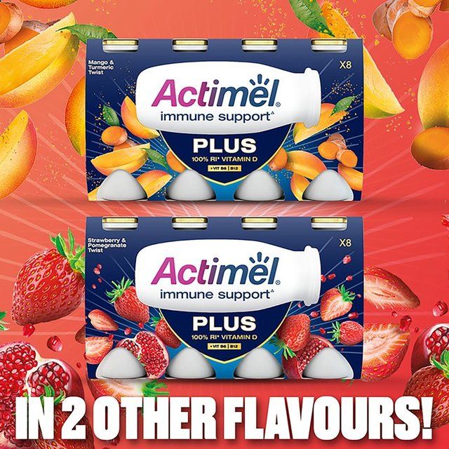 Actimel Plus 100% Vitamin D Cherry & Elderberry Immunity Yoghurt 8 x 100g - McGrocer