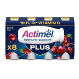 Actimel Plus 100% Vitamin D Cherry & Elderberry Immunity Yoghurt 8 x 100g - McGrocer