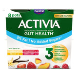 Activia Strawberry Vanilla Peach & Raspberry No Added Sugar Fat Free 8 x 115g - McGrocer