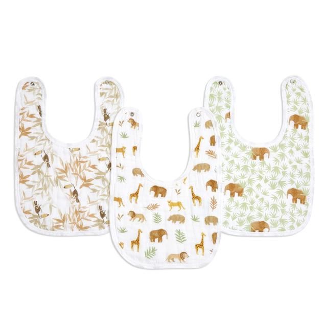 Aden+Anais essentials 3 pack cotton muslin baby snap bibs tanzania 3 per pack - McGrocer