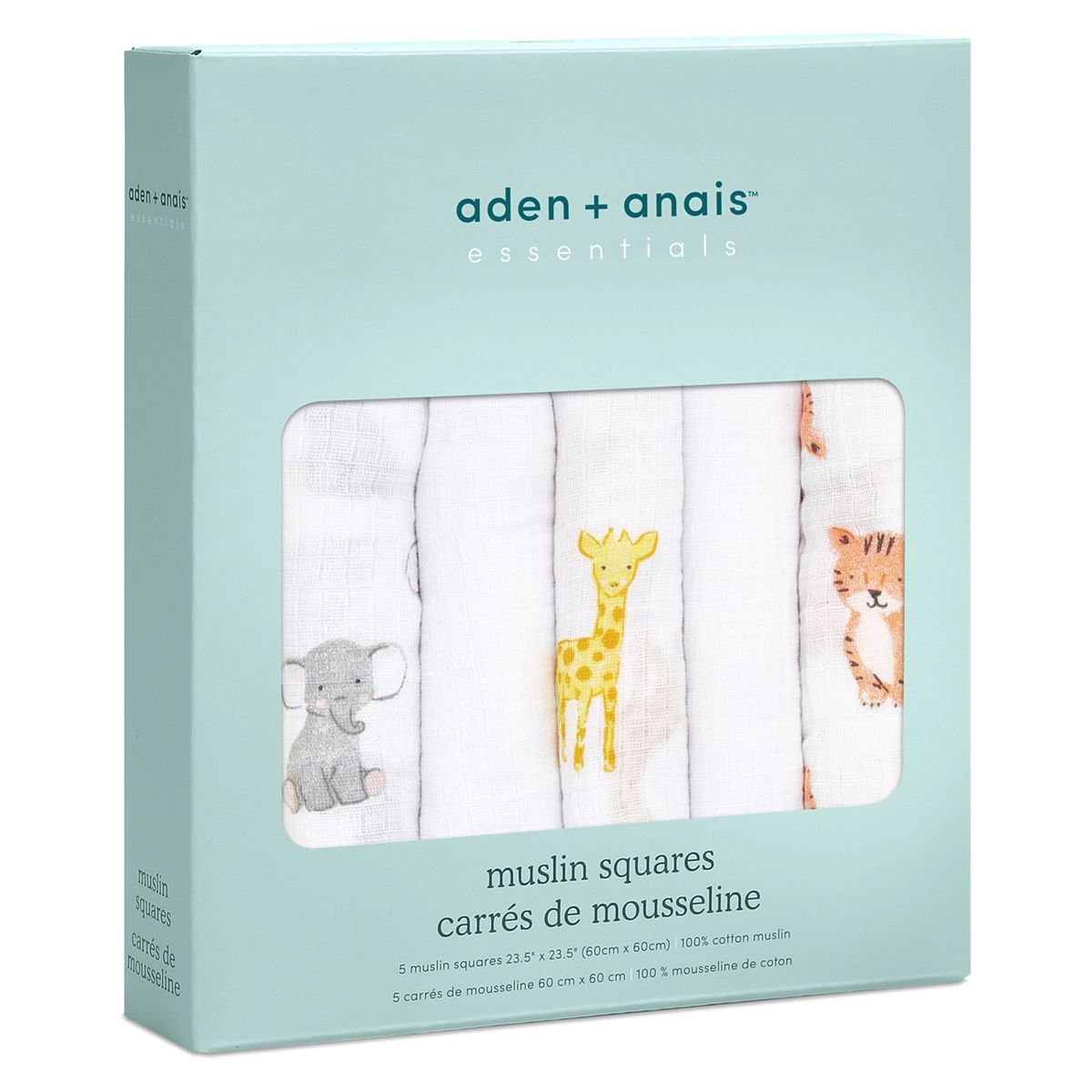 aden + anais essentials Muslin Square 5 Pack - Safari Babies - McGrocer