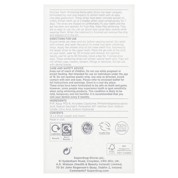 Superdrug ProCare Teeth Whitening Strips GOODS Superdrug
