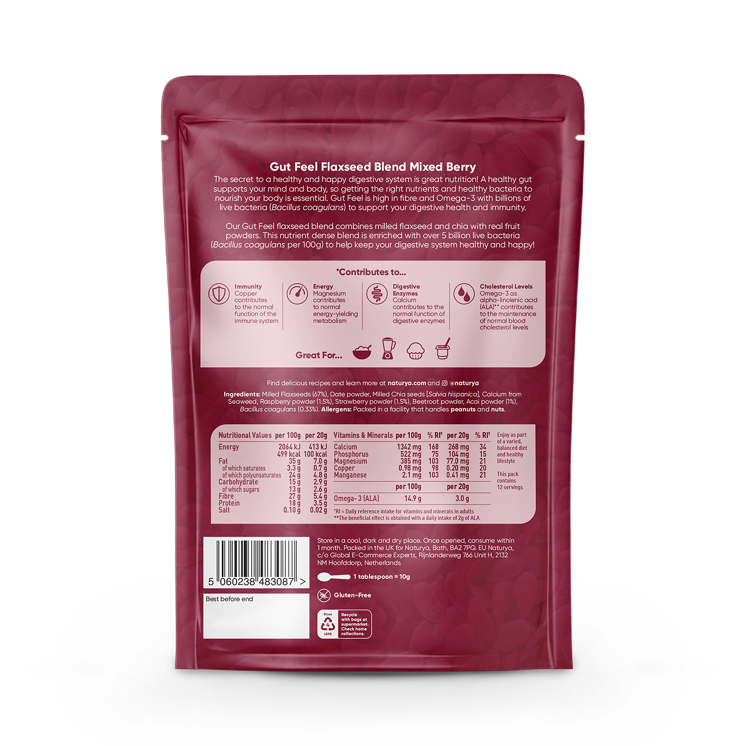 Naturya Gut Feel Flaxseed Blend Cacao & Maca 240g - 998859