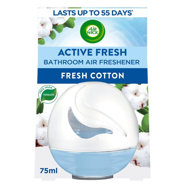 Air Wick Active Fresh Bathroom Gel Air Freshener Fresh Cotton 75ml - McGrocer