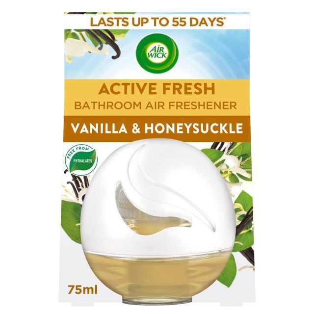 Air Wick Active Fresh Bathroom Gel Air Freshener Vanilla and Honeysuckle 75ml - McGrocer