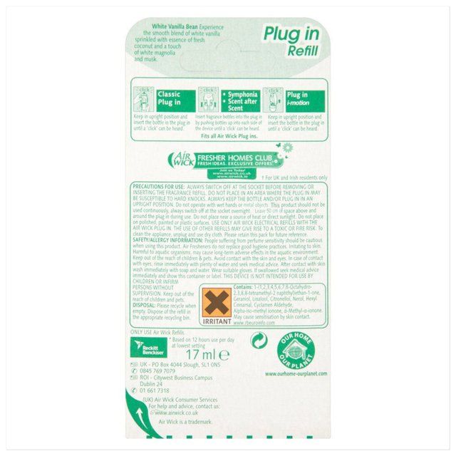 Airwick White Vanilla Bean Plug In Refill 19ml - McGrocer