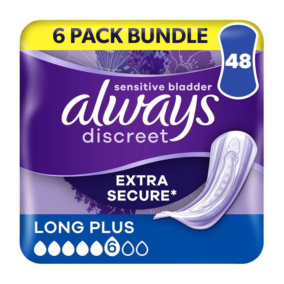 Always Discreet Incontinence Pads Plus Long Plus - 48 pads (6 pack bundle) - McGrocer