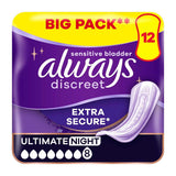 Always Discreet Incontinence Pads Plus Women Ultimate Night x12 - McGrocer