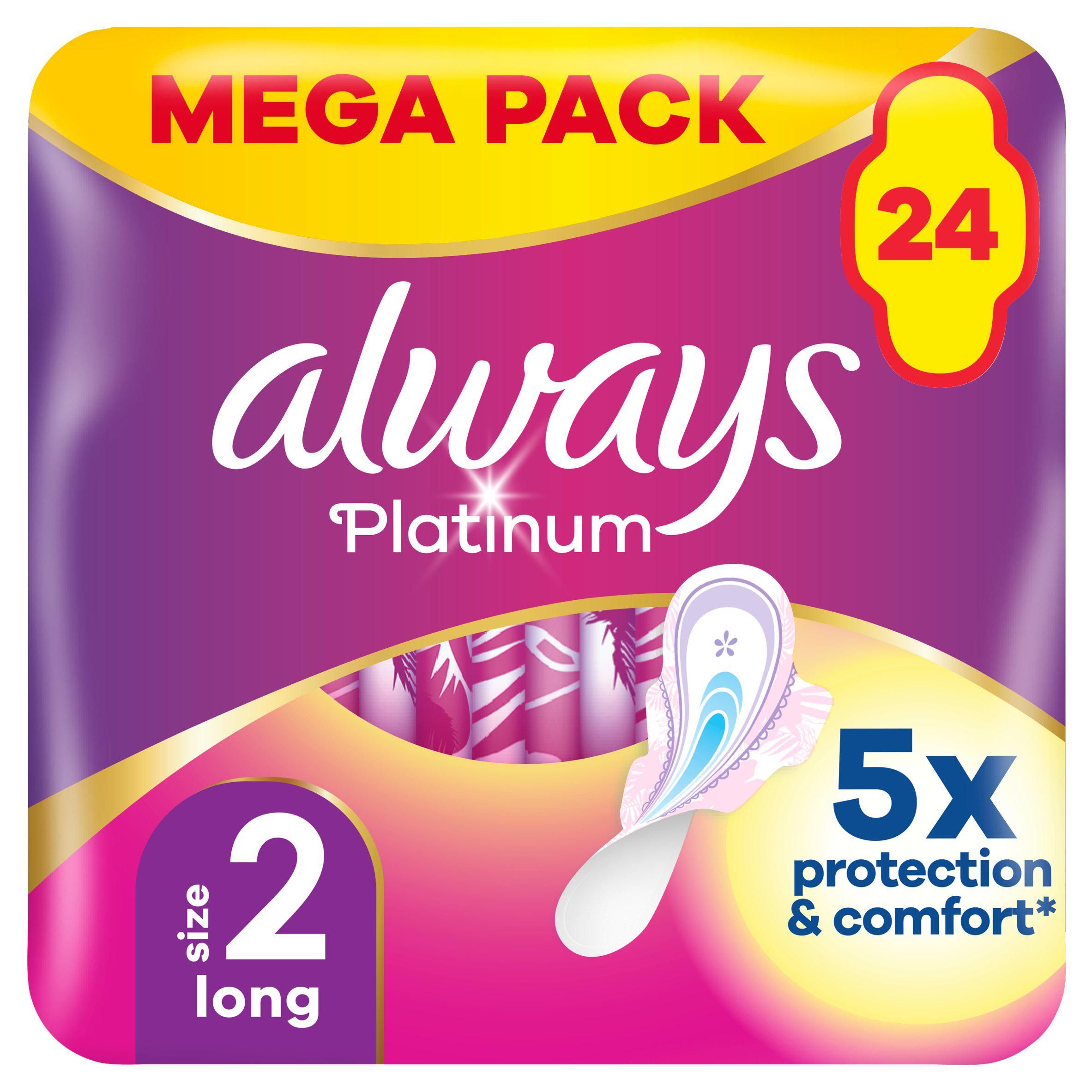 Always Platinum Long Plus (Size 2) Sanitary Towels Wings x24 - McGrocer