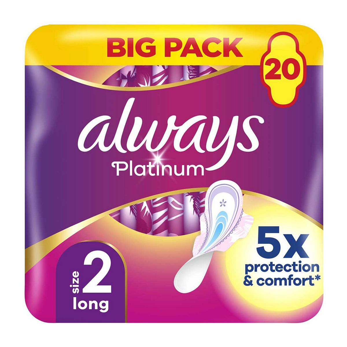 Always Platinum Long (Size 2) Pads Wings 20 Sanitary Towels - McGrocer
