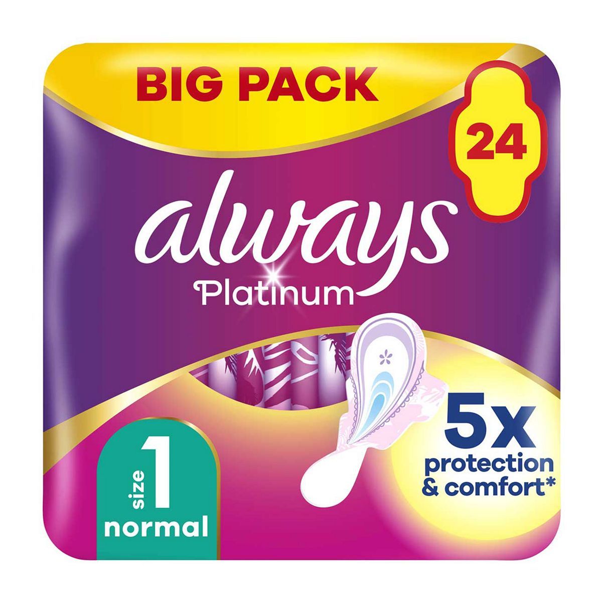 Always Platinum Normal Sanitary Towels With Wings 24 Pads - McGrocer