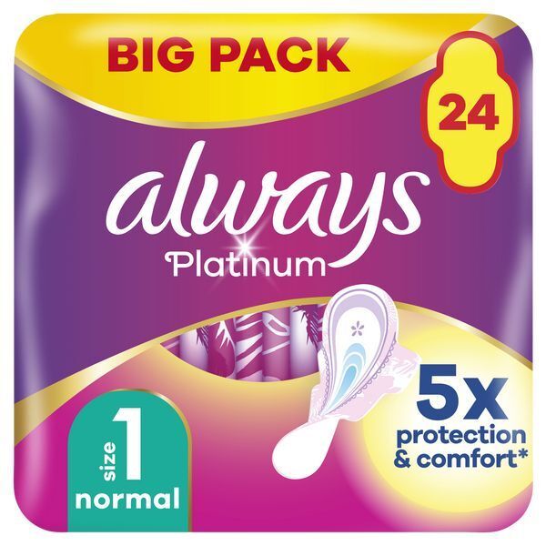 Always Platinum Normal Sanitary Towels With Wings 24 Pads - McGrocer