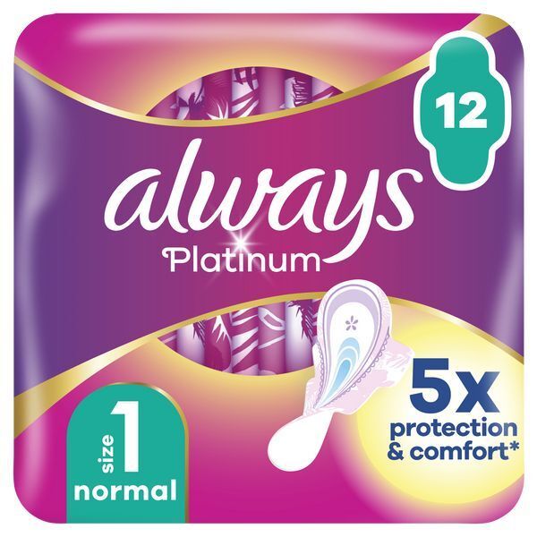 Always Platinum Normal(Size1) Sanitary Towels Wings 12Pads - McGrocer