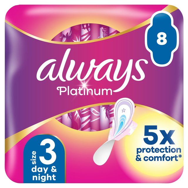 Always Platinum Sanitary Pads Night (Size 3) Wings   8 per pack - McGrocer