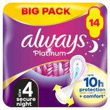 Always Platinum Secure Night Pads Wings Sanitary Towels, Size 4 x14 - McGrocer