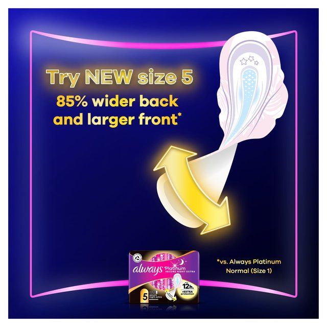 Always Platinum Secure Night Sanitary Towels Wings Size 4   14 per pack - McGrocer