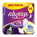 Always Platinum Secure Night (Size 4) Pads Wings 14 Sanitary Towels - McGrocer