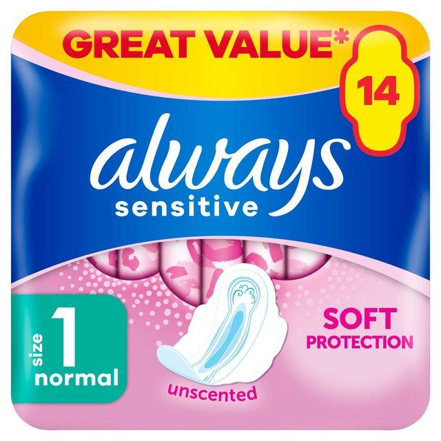 Always Sanitary Towels Sensitive Normal (Size 1) Wings   14 per pack - McGrocer