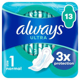 Always Sanitary Towels Ultra Normal (Size 1) Wings 13 per pack - McGrocer