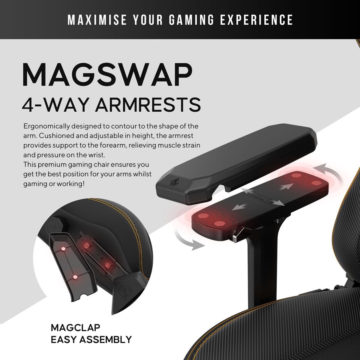 anda seaT Kaiser Series 3 Large Gaming Chair, Maroon - McGrocer