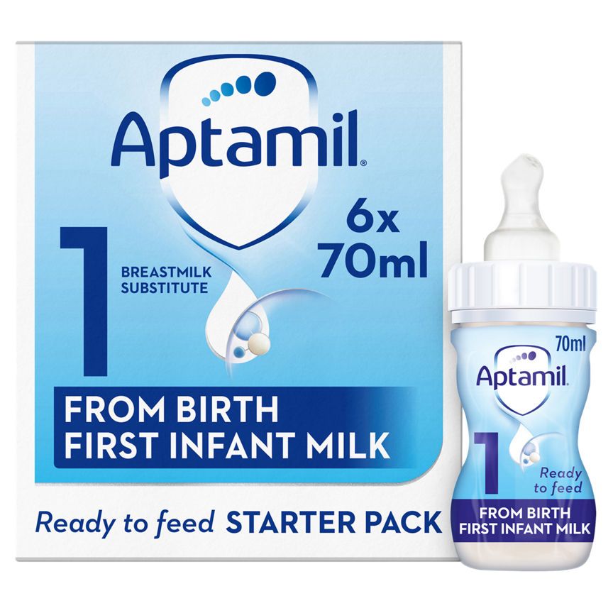 Aptamil 1 First Baby Milk Formula Liquid Starter Pack from Birth 6x70ml - McGrocer