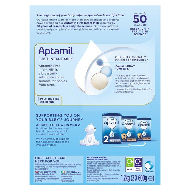 Aptamil 1 First Infant Baby Milk Formula Powder from Birth Big Pack 1200g - McGrocer