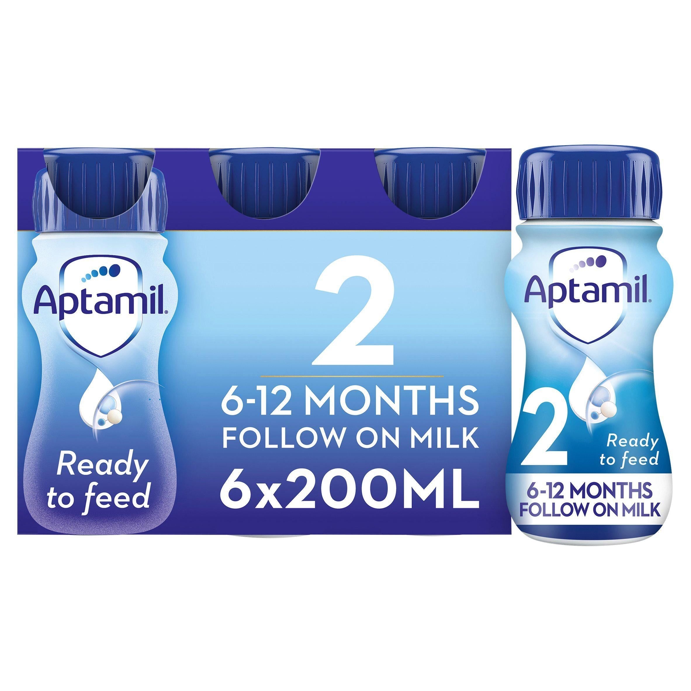 Aptamil 2 Follow On Baby Milk Formula Liquid 6-12 Months Multipack Ready To Feed 6x200ml - McGrocer