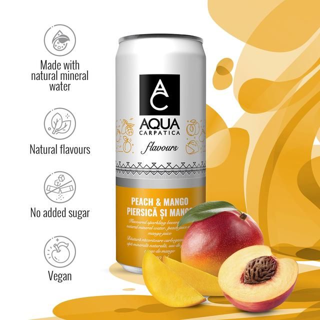 AQUA Carpatica Sparkling Flavours Mango & Peach 4 x 330ml - McGrocer
