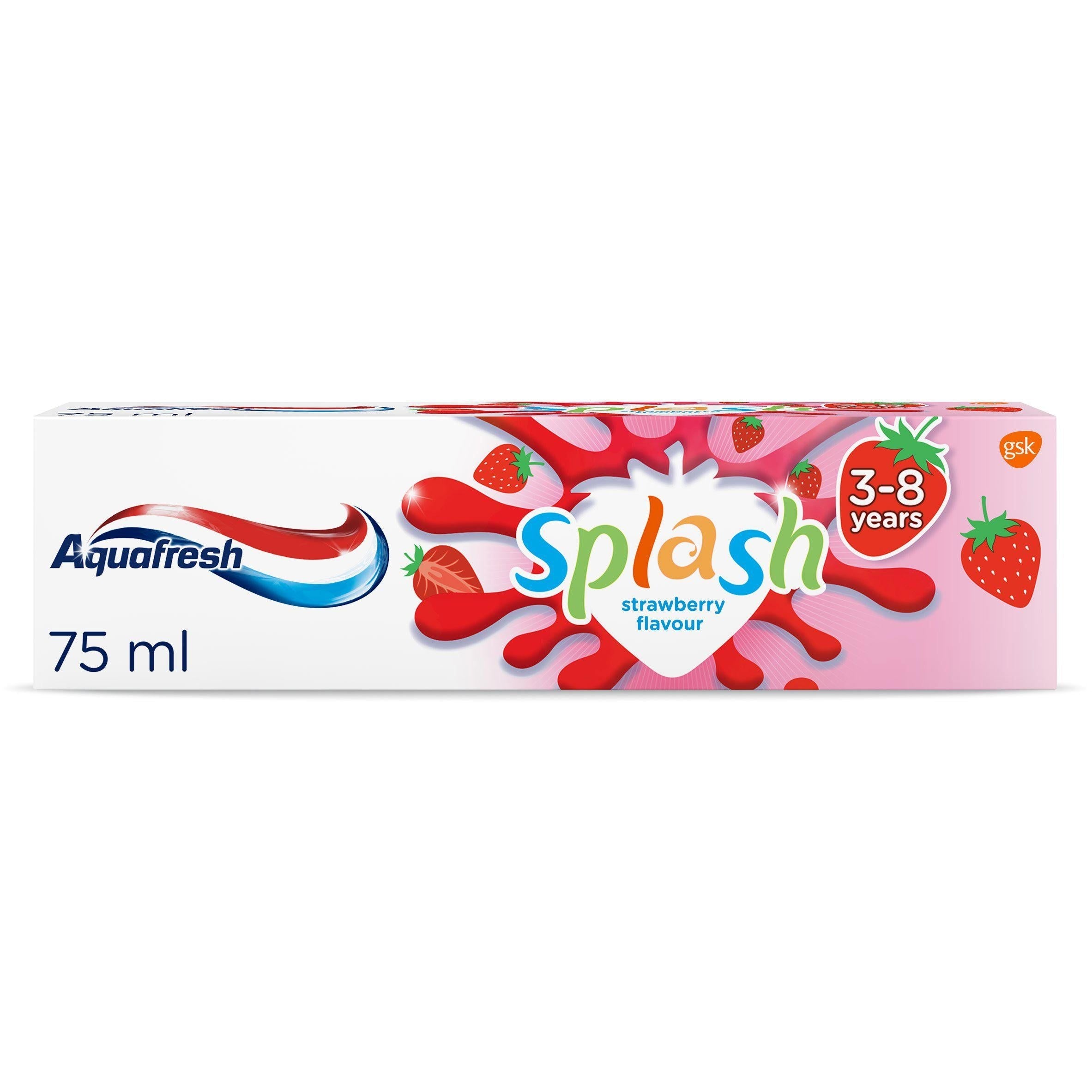 Aquafresh Splash Kids Toothpaste Strawberry Flavour 3-8 years 75ml - McGrocer