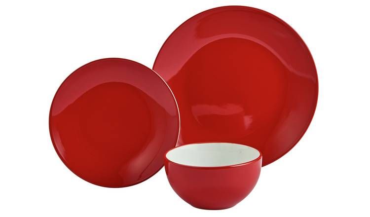 Argos Home 12 Piece Stoneware Dinner Set - Red - McGrocer