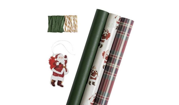 Argos Home 3 Roll Traditional Santa Wrapping Paper Set - McGrocer