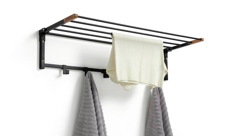 Argos Home 4.5m Wall Mounted Clothes Airer with Hooks - McGrocer
